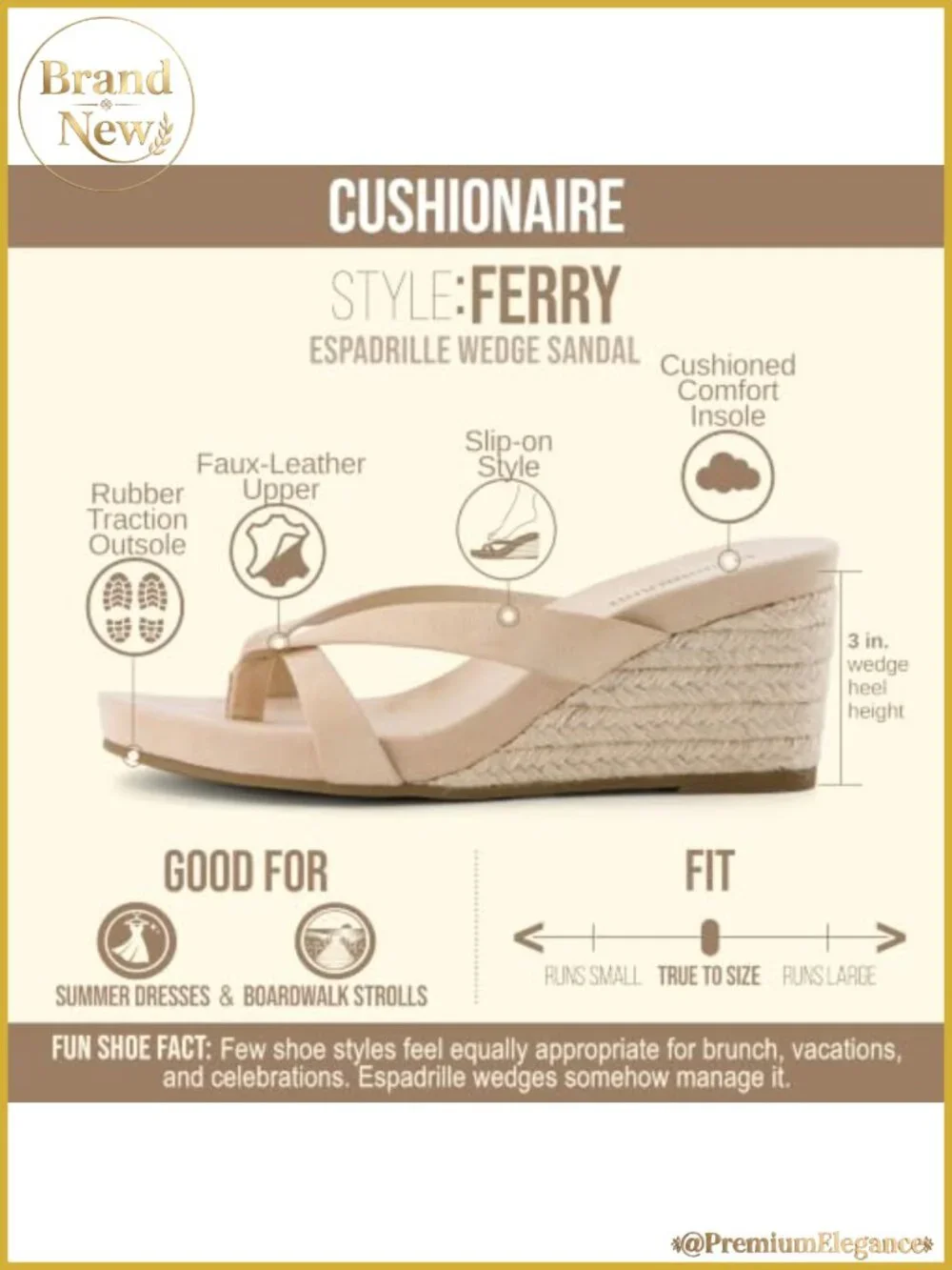 Cushionaire Ferry Espadrille Wedge Sandals Slip-On Thong Platform Flip Flops